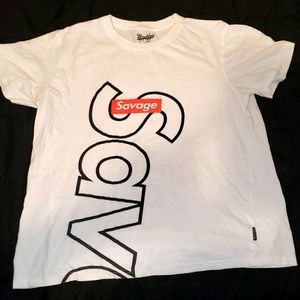 White "Savage" t-shirt